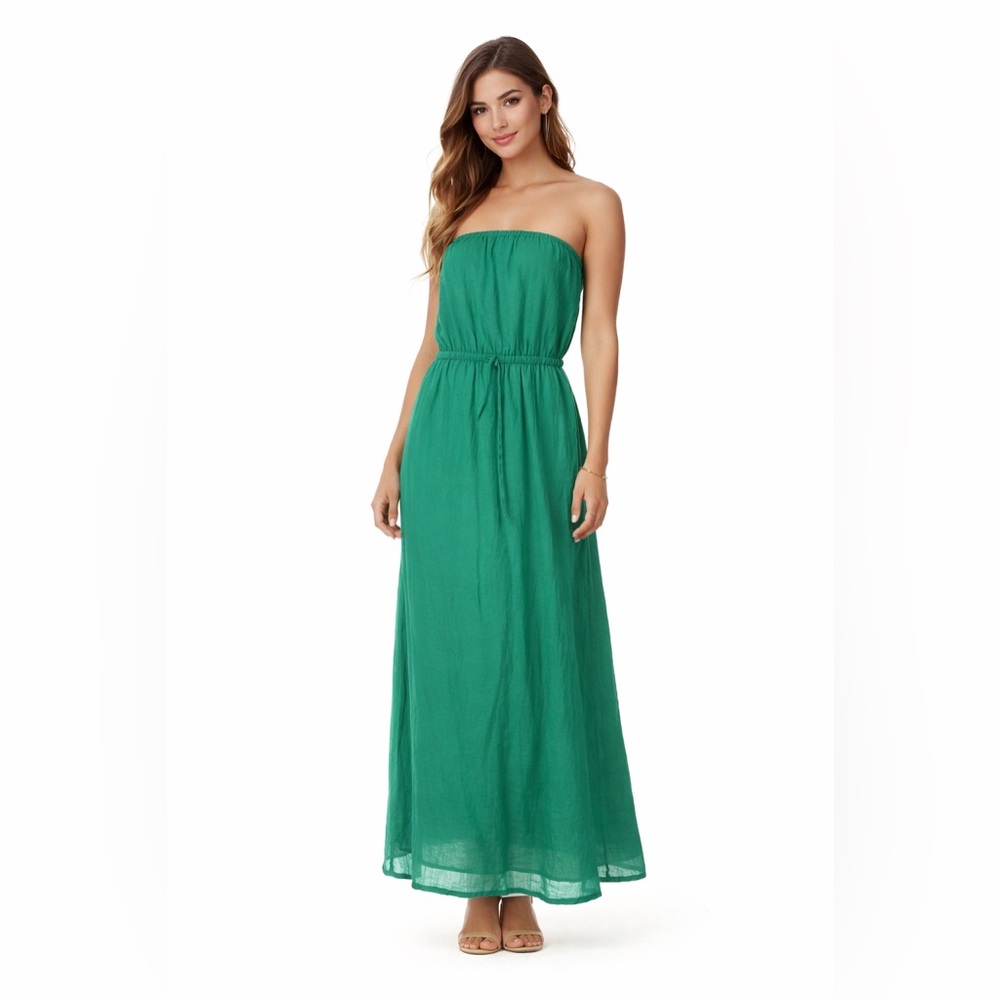 J. Crew Strapless Green Maxi Dress